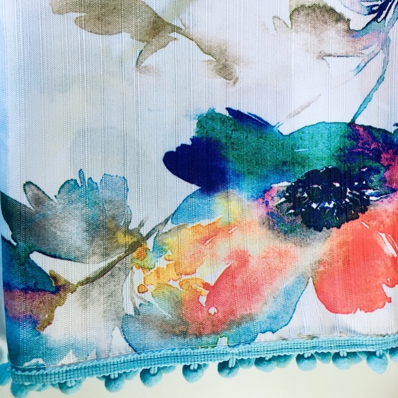 Amarylis Fabric Shower Curtain Pompom Watercolors - Picture 8 of 14